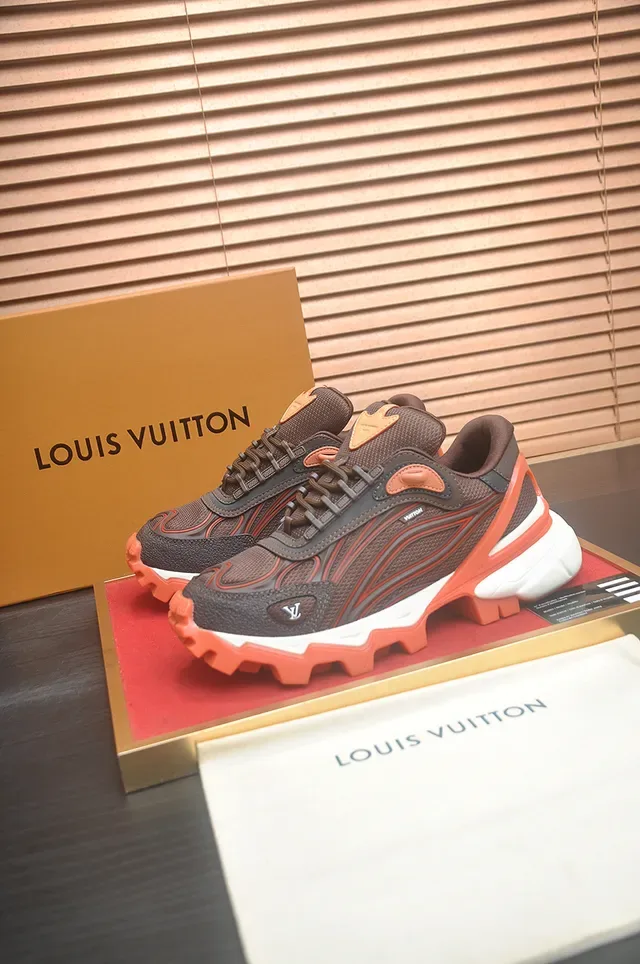 Louis Vuitton Brown Orange Multi-Layered Sole Mesh And Synthetic Upper Chunky Sneakers 5