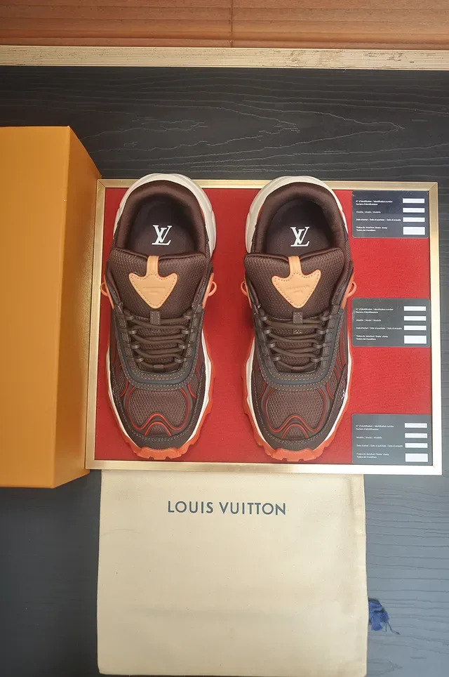 Louis Vuitton Brown Orange Multi-Layered Sole Mesh And Synthetic Upper Chunky Sneakers 6