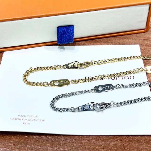 Louis Vuitton Brown Silver Chain-Link Monogram Leather Padlock Pendant Necklace 6