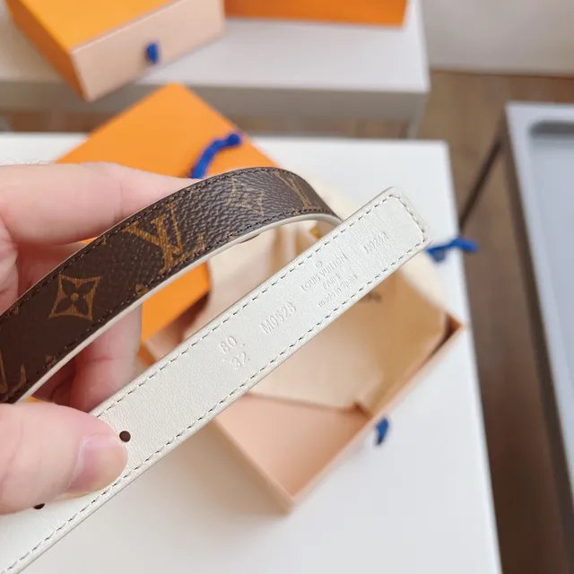 Louis Vuitton Brown White Monogram Canvas Gold-Tone Circular LV Buckle Leather Belt 3
