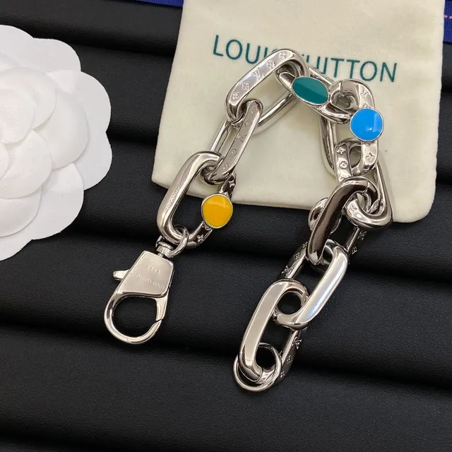 Louis Vuitton Chain Link Multicolor Chunky Engraved Monogram Links Bracelet 2