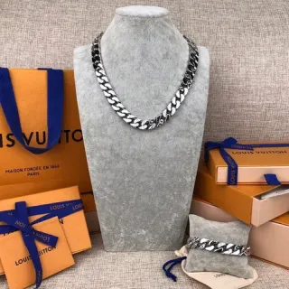Louis Vuitton 链条链接 双色 厚实 曲环链接 项链