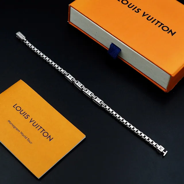 Louis Vuitton Chain Reaction Engraved Monogram Silver Bracelet 2