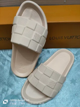 Louis Vuitton Checkerboard Slide Beige Slippers 2