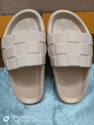 Louis Vuitton Checkerboard Slide Beige Slippers 5