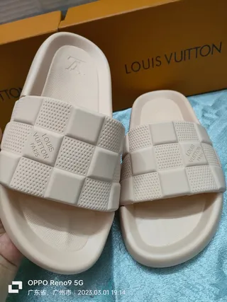 Louis Vuitton Checkerboard Slide Beige Slippers 6