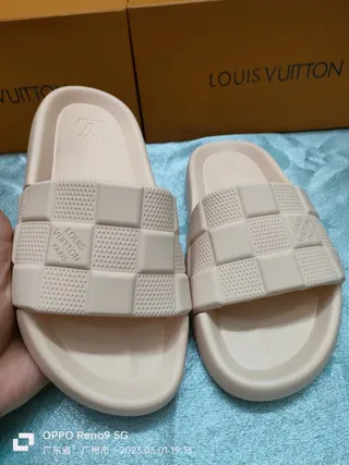 Louis Vuitton Checkerboard Slide Beige Slippers 8
