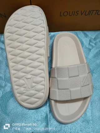 Louis Vuitton Checkerboard Slide Beige Slippers 9