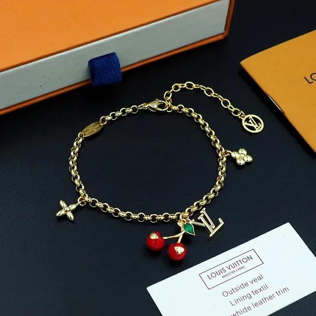 Louis Vuitton Cherry Charm Gold-Tone Enamel Bracelet 4