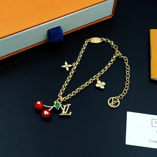 Louis Vuitton Cherry Charm Gold-Tone Enamel Bracelet 5