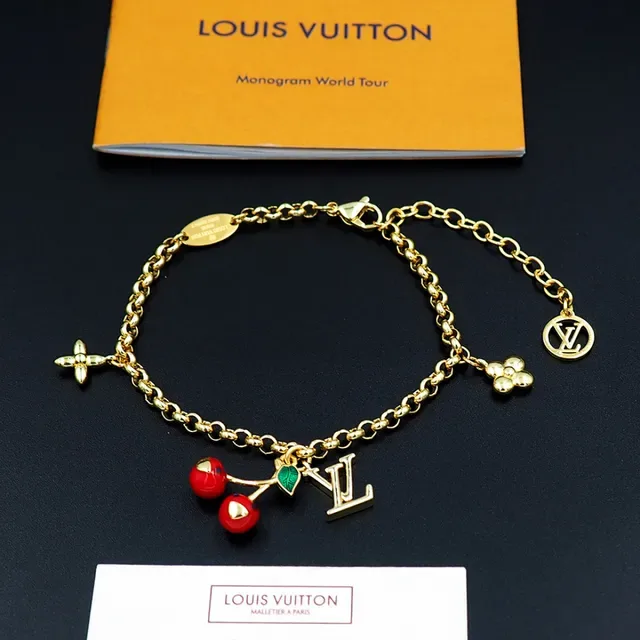 Louis Vuitton Cherry Charm Gold-Tone Enamel Bracelet 7