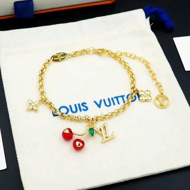 Louis Vuitton Cherry Charm Gold-Tone Enamel Bracelet 8