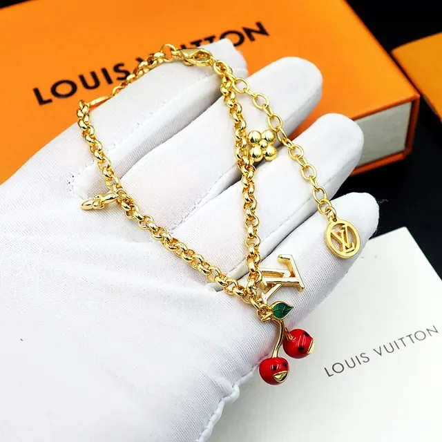 Louis Vuitton Cherry Charm Gold-Tone Enamel Bracelet 9