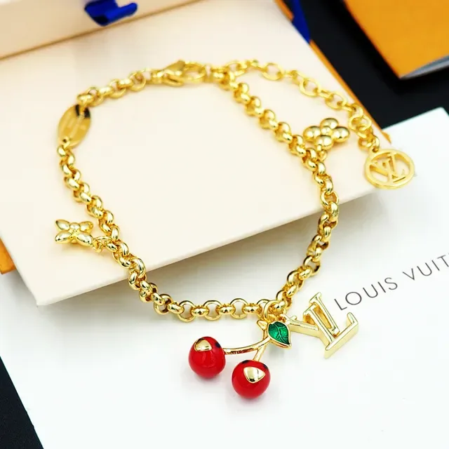 Louis Vuitton Cherry Charm Gold-Tone Enamel Bracelet 10