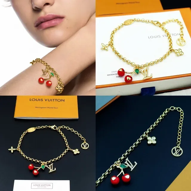 Louis Vuitton Cherry Charm Gold-Tone Enamel Bracelet 11