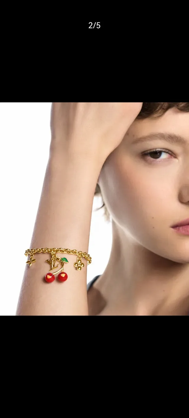 Louis Vuitton Cherry Charm Gold-Tone Enamel Bracelet 12
