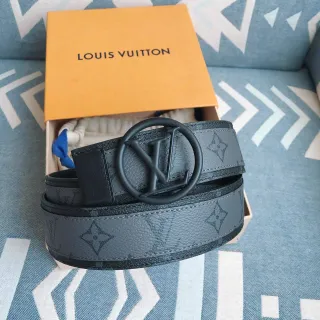 Louis Vuitton Circle LV Belt Dark Gray Monogram Leather Belt
