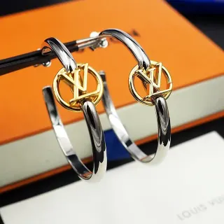 Louis Vuitton Circle Monogram Two-Tone Hoop Earrings
