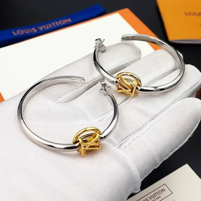 Louis Vuitton Circle Monogram Two-Tone Hoop Earrings 3