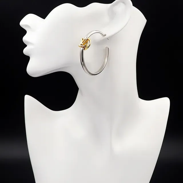 Louis Vuitton Circle Monogram Two-Tone Hoop Earrings 4