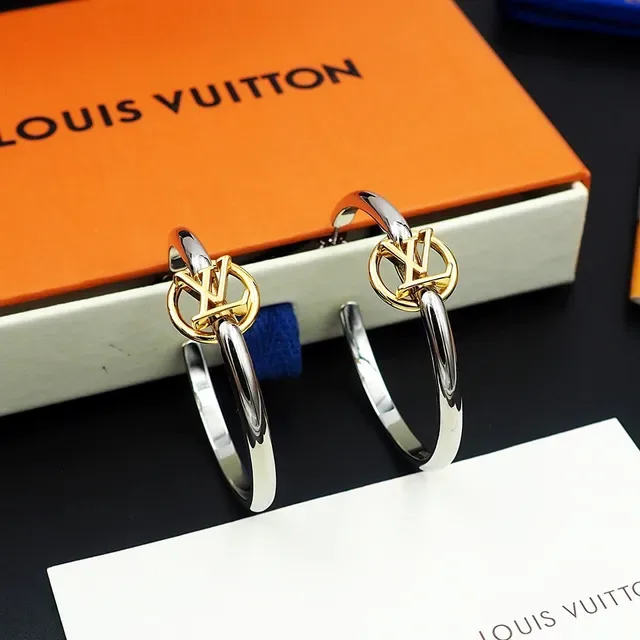 Louis Vuitton Circle Monogram Two-Tone Hoop Earrings 7