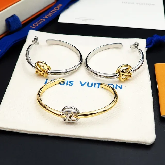 Louis Vuitton Circle Monogram Two-Tone Hoop Earrings 9