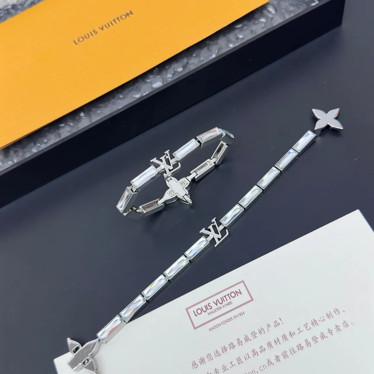 Louis Vuitton Crystal Monogram Silver-Tone Necklace 3