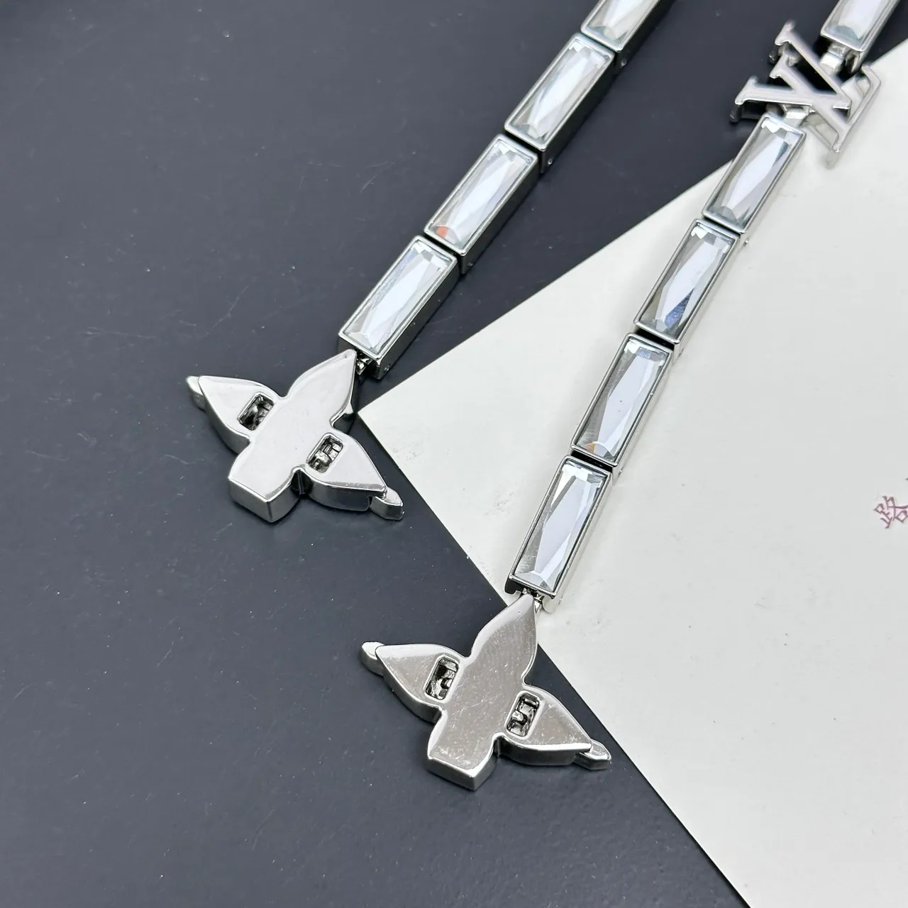 Louis Vuitton Crystal Monogram Silver-Tone Necklace 4