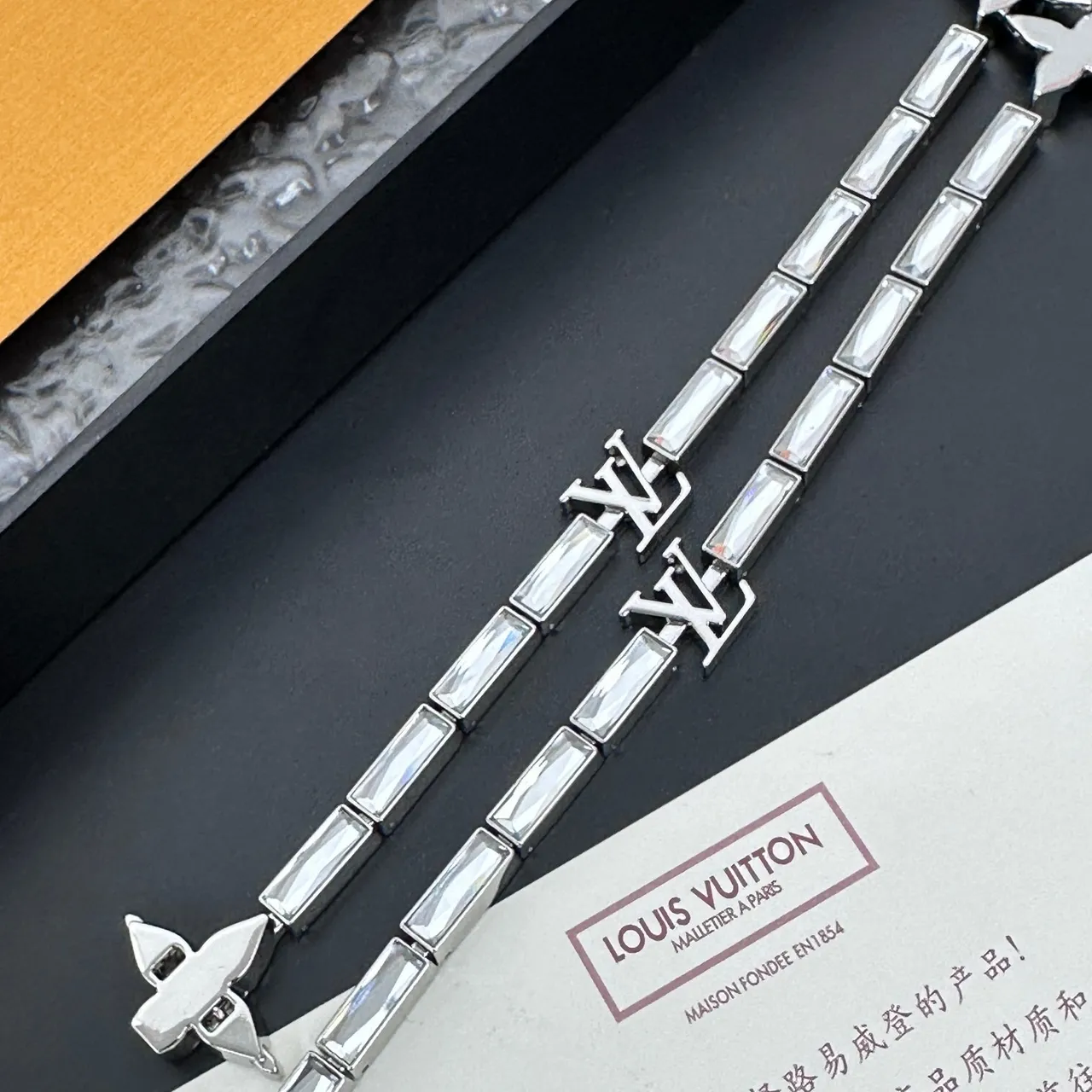 Louis Vuitton Crystal Monogram Silver-Tone Necklace 6