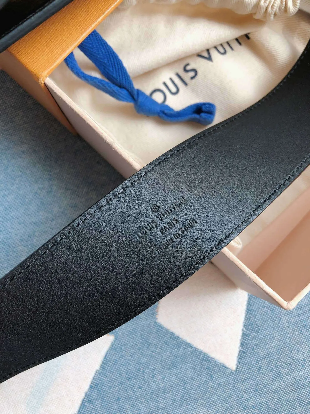 Louis Vuitton Embossed Monogram Black Leather Belt 5
