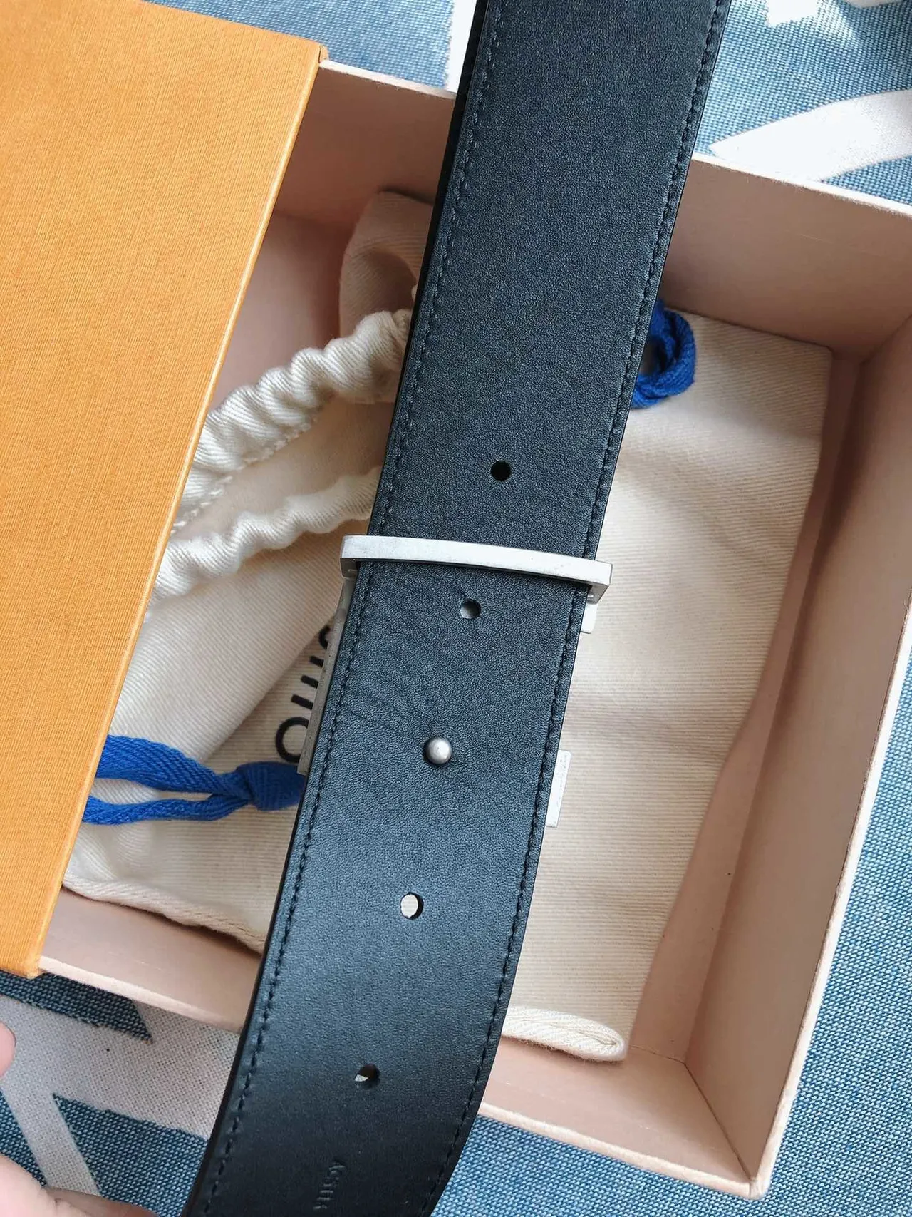 Louis Vuitton Embossed Monogram Black Leather Belt 8