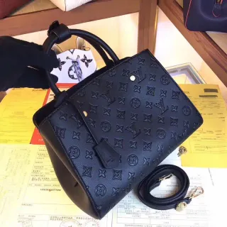 Louis Vuitton Embossed Monogram Black Structured Top-Handle Boston Bag