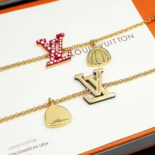 Louis Vuitton Enamel Polka-Dot LV and Shell Charm Necklaces