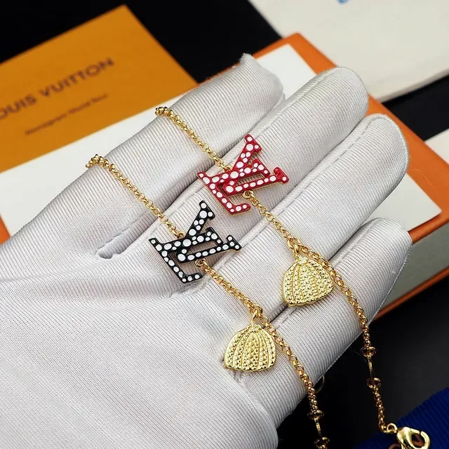 Louis Vuitton Enamel Polka-Dot LV and Shell Charm Necklaces 3