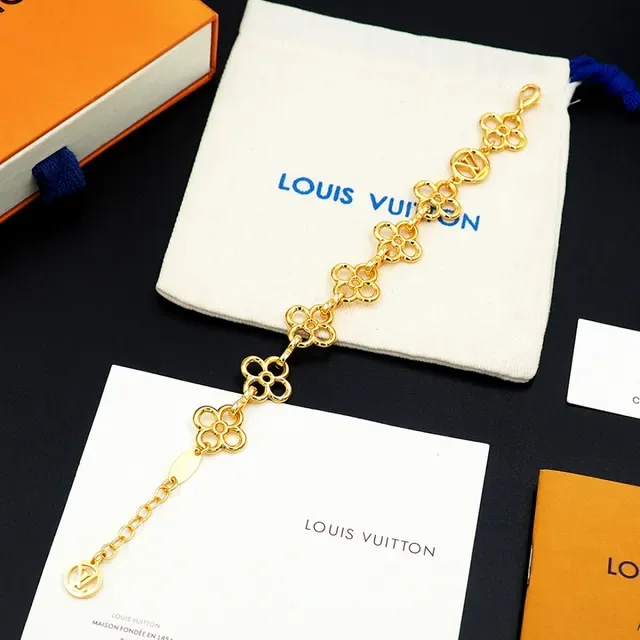 Louis Vuitton Floral-Link Monogram Gold-Tone Bracelet 7