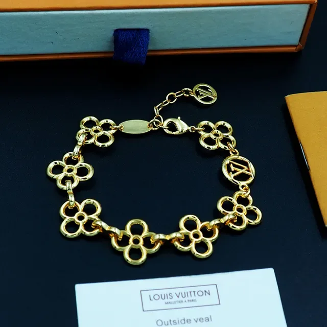 Louis Vuitton Floral-Link Monogram Gold-Tone Bracelet 8