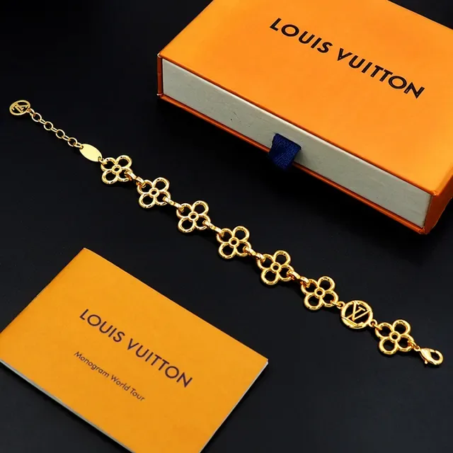 Louis Vuitton Floral-Link Monogram Gold-Tone Bracelet 9