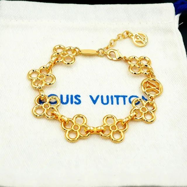 Louis Vuitton Floral-Link Monogram Gold-Tone Bracelet 10