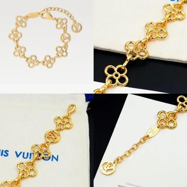 Louis Vuitton Floral-Link Monogram Gold-Tone Bracelet 11
