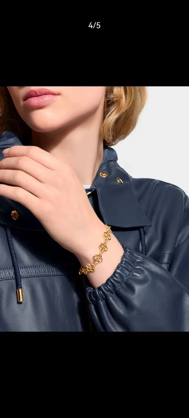 Louis Vuitton Floral-Link Monogram Gold-Tone Bracelet 12
