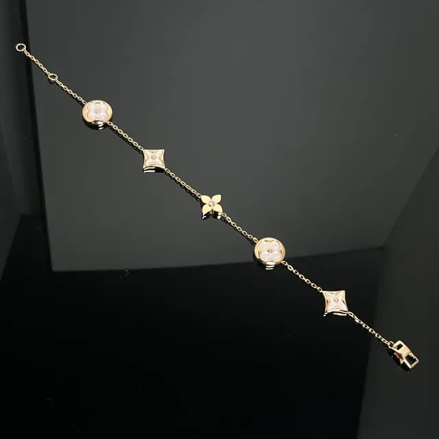 Louis Vuitton Flower Bracelet Gold Tone White Mother-of-Pearl Bracelet 2