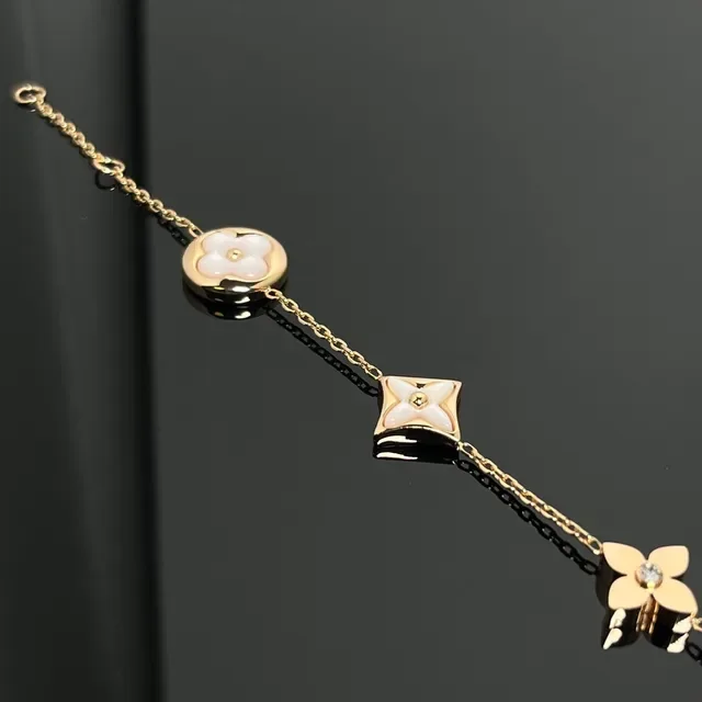 Louis Vuitton Flower Bracelet Gold Tone White Mother-of-Pearl Bracelet 3