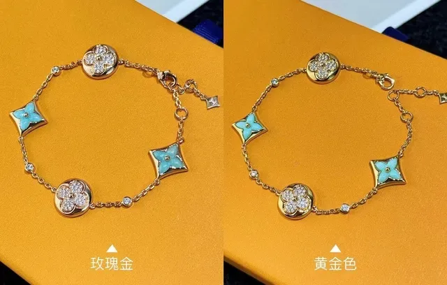 Louis Vuitton Flower Bracelet Gold Turquoise Enamel Pavé Diamond Multi-Charm Bracelet 3