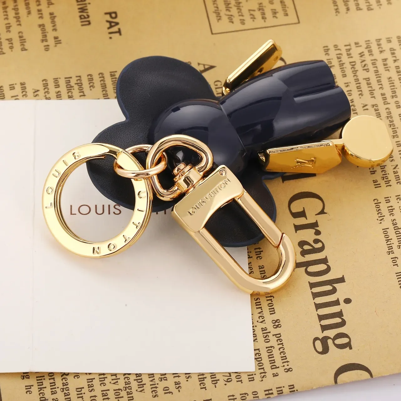 Louis Vuitton Flower Charm Blue Brown Striped Leather Gold-Tone Hardware Handbag 5