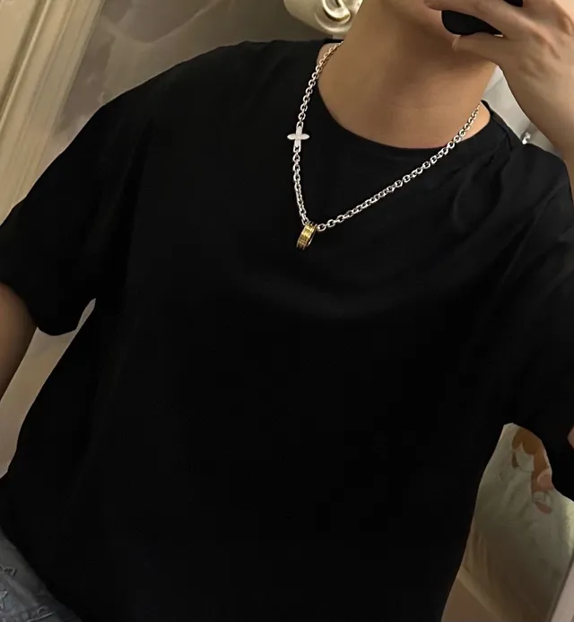 Louis Vuitton Flower Collection Silver Gold Curb Chain Four-Petal Pendant Necklace 4