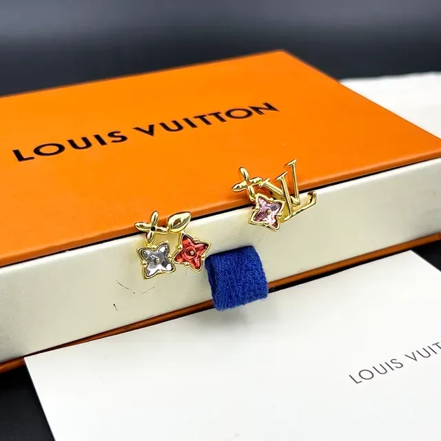 Louis Vuitton Flower Monogram Crystal Stud Earrings 4