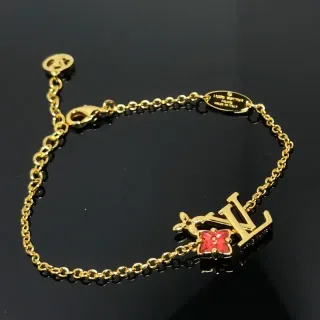 Louis Vuitton Flower Monogram Gold-Tone Red Floral Bracelet