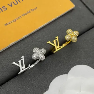 Louis Vuitton Flower Ring Monogram Pavé Crystal Gold and Silver Rings
