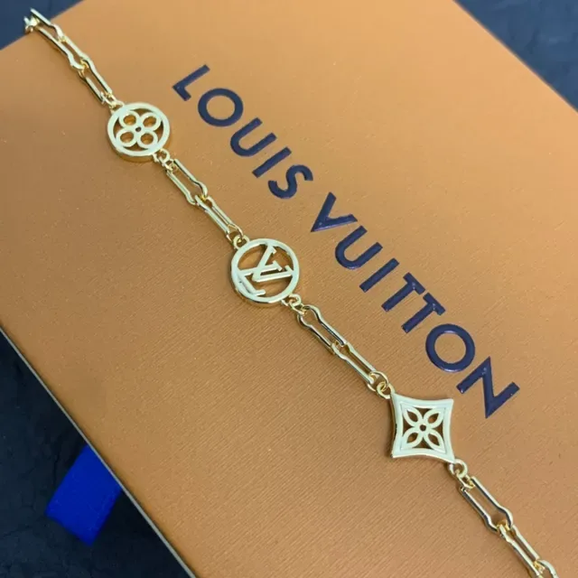 Louis Vuitton Gold Chain-Link Monogram Charm Bracelet 2