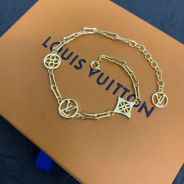 Louis Vuitton Gold Chain-Link Monogram Charm Bracelet 4